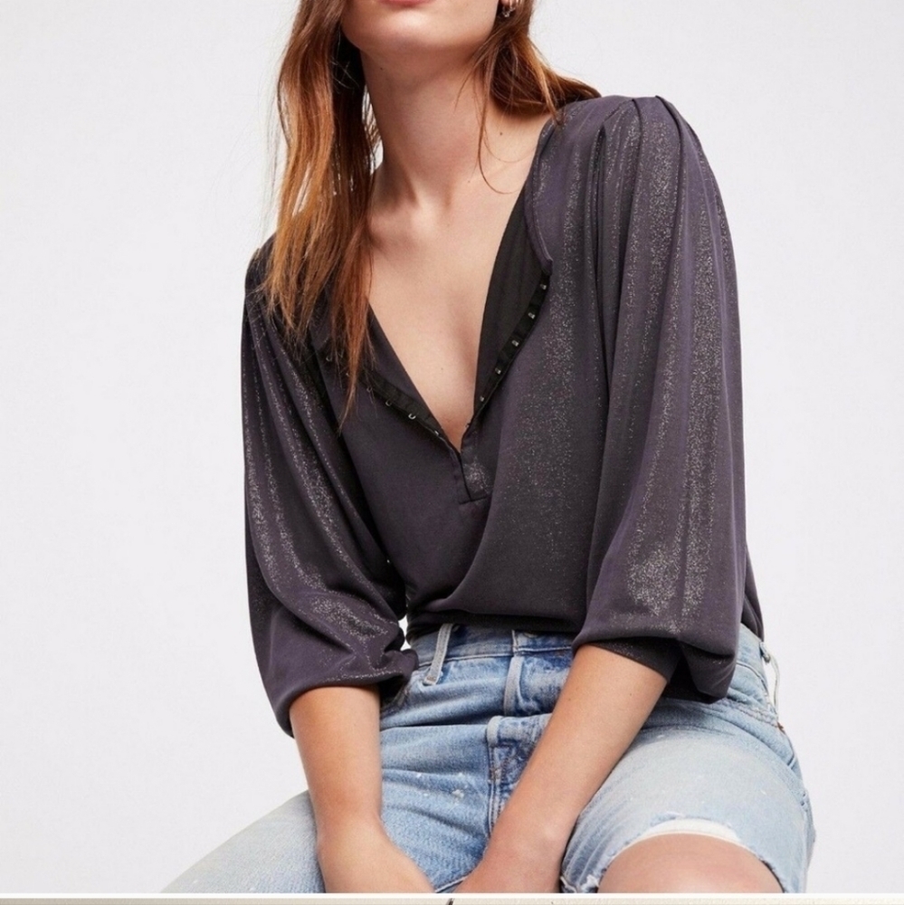 We the Free Olivia Henley metallic‎ Modal top Festival Medium